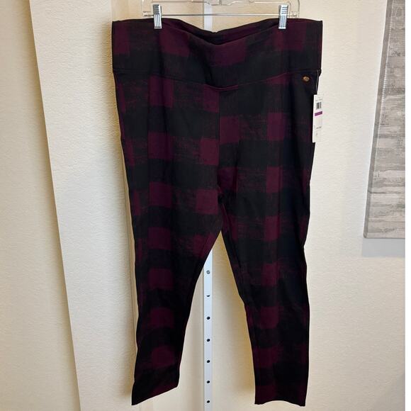 Melissa McCarthy Purple Black Checkered Plaid Heavy Leggings Pants Plus Size 2X - Picture 1 of 5